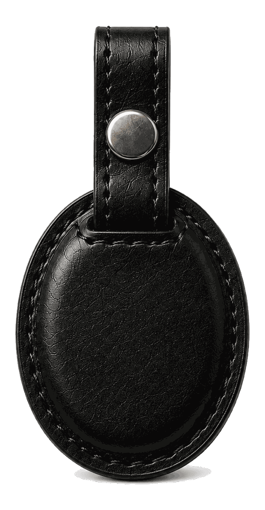Black leather AirTag bag tag
