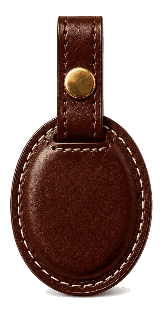 Brown leather AirTag bag tag