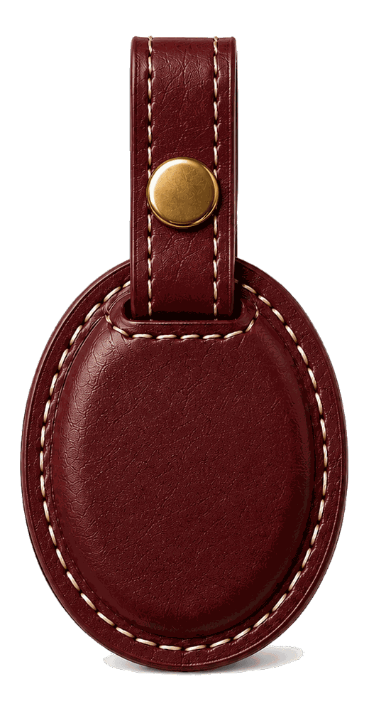 Burgundy leather AirTag bag tag