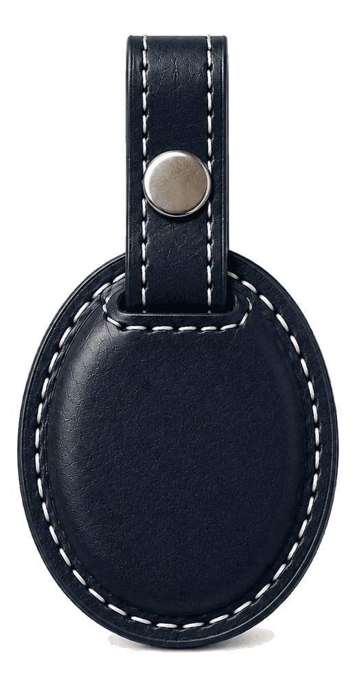 Navy leather AirTag bag tag